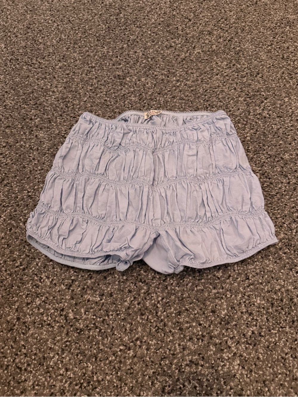 Free People Pale Blue Tiered Ruffle High-Waist Shorts